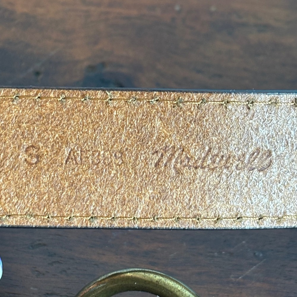 Madewell Leopard Print Calf Hair Belt Genuine Leather Brass Buckle Small A1313 - Picture 2 of 5